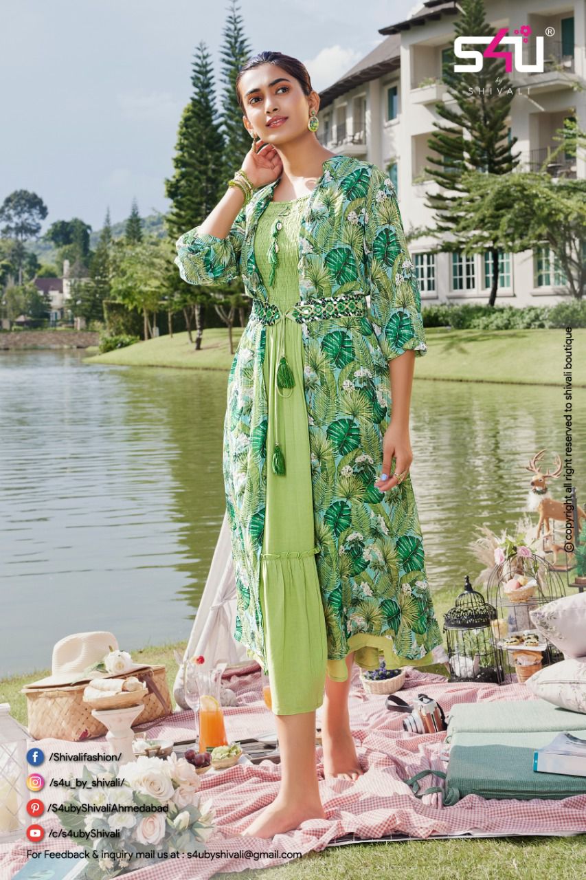 S4u Hello Jackets 8 Heavy Georgette Wholesale Stylish Kurti